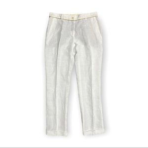 MOSCHINO White Linen Blend Trouser, Size 12